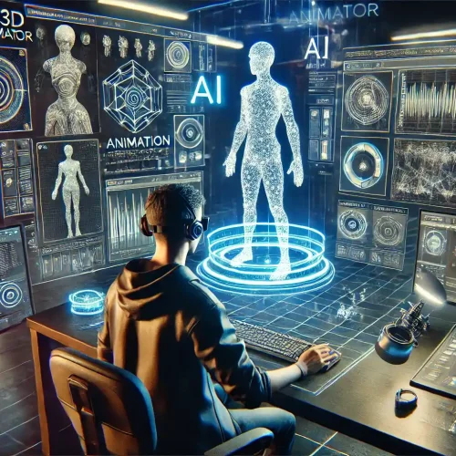 3D animator working in a high-tech studio